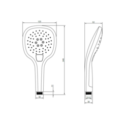 Ruční sprcha 120 mm, 3 jet, přepínání "touch button", nerez